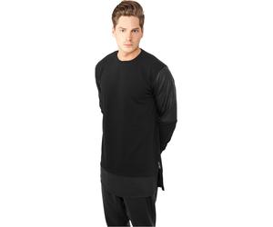 Urban Classics Pullover Long Zipped Leather Imitation Crewneck Black M
