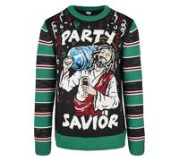 Urban Classics Saviour Christmas Sweater Hombre Christmas Jumper Negro-Verde-Blanco M