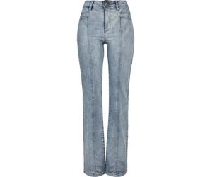 Urban Classics Señoras de cintura alta recta Slit Pantalones de mezclilla Tintedlightbluewashed 26