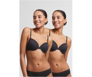 Urban Classics Señoras sujetador wit Underwire Señoras Basic Cotton Sujetador de encaje 2-Pack TB7653A 70A