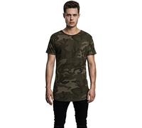 Urban Classics Shaped Long Camiseta, Multicolor (Olive Camo 775), Small para Hombre