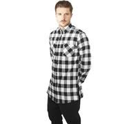 Urban Classics Side-Zip Long Checked Flanell Shirt, Camisa Hombre, Multicolor (Blk/Wht 00050), Small