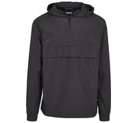 URBAN CLASSICS Sudadera básica cortavientos hombre, con capucha ajustable, bolsillo grande y cremallera frontal, cintura ajustable y bolsillos delanteros, color Negro Talla 4XL