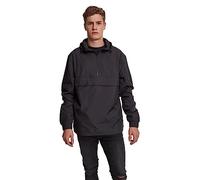 URBAN CLASSICS Sudadera básica cortavientos hombre, con capucha ajustable, bolsillo grande y cremallera frontal, cintura ajustable y bolsillos delanteros, color Negro Talla 5XL