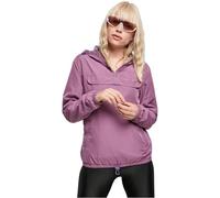 URBAN CLASSICS Sudadera básica cortavientos mujer, con capucha ajustable, bolsillo grande y cremallera frontal, cintura ajustable y bolsillos delanteros, color Morado, Talla XS