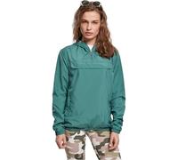 URBAN CLASSICS Sudadera básica cortavientos mujer, con capucha ajustable, bolsillo grande y cremallera frontal, cintura ajustable y bolsillos delanteros, color Verde, Talla M