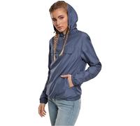 URBAN CLASSICS Sudadera básica cortavientos mujer, con capucha ajustable, bolsillo grande y cremallera frontal, cintura ajustable y bolsillos delanteros, color Vintage Azul, Talla S