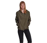 URBAN CLASSICS Sudadera básica cortavientos mujer, con capucha ajustable, bolsillo grande y cremallera frontal, cintura ajustable y bolsillos delanteros, color Verde Oliva, Talla 3XL