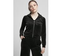 Urban Classics Sudadera con capucha Señoras Sudadera corta con cremallera Terciopelo Negro 4XL