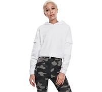Urban Classics Sudadera Corta con Capucha para Mujer, Blanco, L Plus