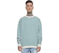 Urban Classics Sudadera de Cuello Redondo a Rayas para Hombre, Arena Blanca/Paleleaf, S