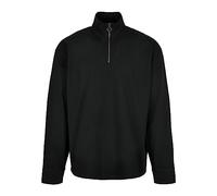 Urban Classics Sudadera para Hombre Heavy LS Troyer con Cremallera Corta y Cuello Alto, de Manga Larga, Media Cremallera con Cuello Alto, Tallas S hasta 5XL, Negro, S