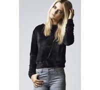Urban Classics Suéter de señora corto terciopelo Crew Negro S