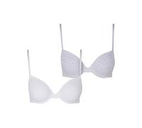 Urban Classics Tb7652a-ladies Basic Cotton Bra 2-Pack Sujetador, Blanco y Gris Jaspeado, 75A Mujeres