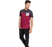 Urban Classics T-shirt 3-tone Pocket Tee, Maglia A Maniche Lunghe Hombre, Multicolor (burgundy/char/gry), M