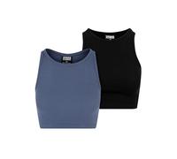 Urban Classics Tb1498a-ladies Cropped Rib Top 2-Pack Camiseta, Azul Vintage+Negro, S para Mujer