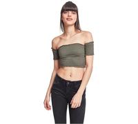 Urban Classics Tb2223-ladies Cropped Cold Shoulder Smoke Top, Verde Oliva, L para Mujer