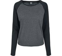 Urban Classics Tb4539-ladies Contrast Raglan Longsleeve Camiseta, carbón y Negro, L Mujeres