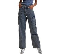 Urban Classics TB6925-Ladies Loose Utility Denim Pants, Dirty Washed, 29 Women's