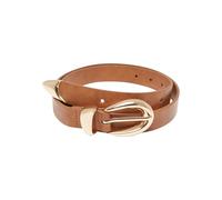 Urban Classics Tb7211-chunky Buckle Loop Synthetic Leather Belt Cinturón, marrón y Dorado, S-M Mujeres