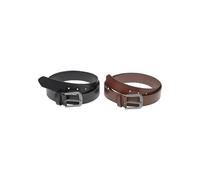 Urban Classics Tb7216a-easy Synthetic Leather Belt 2-Pack Cinturón, Negro/Plateado+marrón/Plata, S/M Hombres