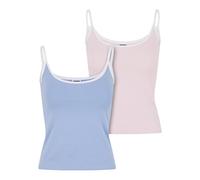 Urban Classics Tb7485a-ladies Contrast Basic Top 2-Pack Camiseta, Azul PowderBlue/Blanco+blushedrose/Blanco, XS Mujeres