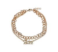 Urban Classics Tobillera unisex con colgante de signo del zodiaco, para hombre y mujer, disponible en 12 variantes, longitud de 22 cm o 25 cm, S/M, Hierro, No es una piedra preciosa