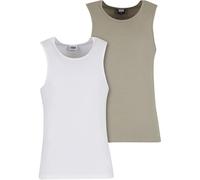Urban Classics Top Acanalado (2-Pack) Hombre Top Tirante Ancho Aceituna-Blanco XL