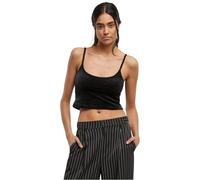 Urban Classics Top Corto de Terciopelo Mujer Top Negro 93% Polyester,7% Elastán Estrechos