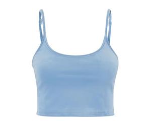 Urban Classics Top Corto de Terciopelo Mujer Top Negro 93% Polyester,7% Elastán Estrechos