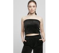 Urban Classics Top de mujer Top corto de tubo de terciopelo negro 5XL