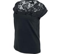 Urban Classics Top Encaje Mujer Mujer Camiseta Negro 100% algodón Regular