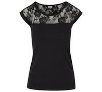 Urban Classics Top Encaje Mujer Mujer Camiseta Negro XL 100% algodón Spitzendetails Regular