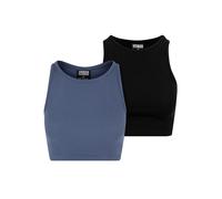 Urban Classics Tb1498a-ladies Cropped Rib Top 2-Pack Camiseta, Azul Vintage+Negro, XS Mujeres