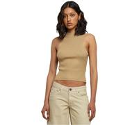 Urban Classics Women's Ladies Short Rib Knit - Camiseta de Manga Corta con Cuello de Tortuga, Talla XL, Color Beige, Beige, XL