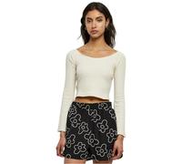 Urban Classics Ladies Ladies Short Rib Wide V-Neck Longsleeve Whitesand XS