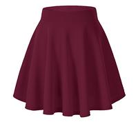 Urban Coco - Falda para Mujer, básica, versátil, elástica, Acampanada, Informal y de tamaño Mini, Rojo Vino, XS