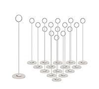 Urban Deco 16 soportes para tarjetas de mesa de 12 pulgadas de acero plateado mate para fotos, carteles de alimentos, notas de notas, bodas, restaurantes, cumpleaños