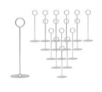 Urban Deco 16 soportes para tarjetas de mesa de 8 pulgadas de acero plateado para fotos, letreros de alimentos, notas de notas, bodas, restaurantes, cumpleaños.