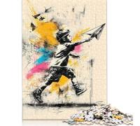 Urban Dreams - Ragazzo con aereo di Legno, Poster di Street Art, Puzzle da 500 pezzi per adulti, Puzzle in Legno sostenibili per adulti | Giochi (52x38 cm)