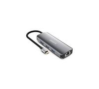 URBAN FACTORY Hub USB-C 8 en 1 con 3 USB-A / 1 HDMI 4K / 1 RJ45 / 2 lectores de tarjetas y 1 USB-C de 100 W PD Pass Thru