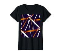 Urban Geometry Azul Blanco Sienna-Marrón Camiseta gráfica económica, Mujer, Negro, XS