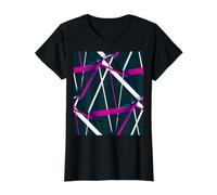 Urban Geometry Negro Blanco Magenta-Rosa Camiseta gráfica económica, Mujer, Negro, M