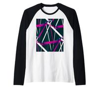 Urban Geometry Negro Blanco Magenta-Rosa Camiseta Manga Raglan