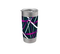 Urban Geometry Negro Blanco Magenta-Rosa Vaso térmico de acero inoxidable de doble pared