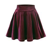 Urban GoCo Mini Falda Elástica Patinadora de Terciopelo de Retro (XL, Burgundy)