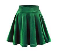 Urban GoCo Mini Falda Elástica Patinadora de Terciopelo de Retro (XL, Verde Oscuro)