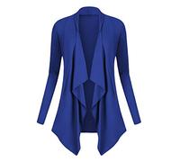 Urban GoCo Mujeres Cardigan Drapeado de Manga Larga Chaqueta con Frente Abierto Rebecas Dobladillo Irregular (X-Large,Azul Real)