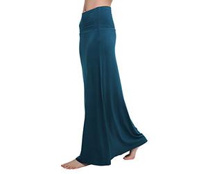 Urban GoCo Mujeres Falda Larga para Yoga Danza Casual Alta Cintura Bodycon Elástico Falda Maxi Azul Acero L