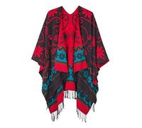 Urban GoCo Poncho Mantilla con Borlas del Estilo de Retro Chal Cape para Mujeres (Negro)